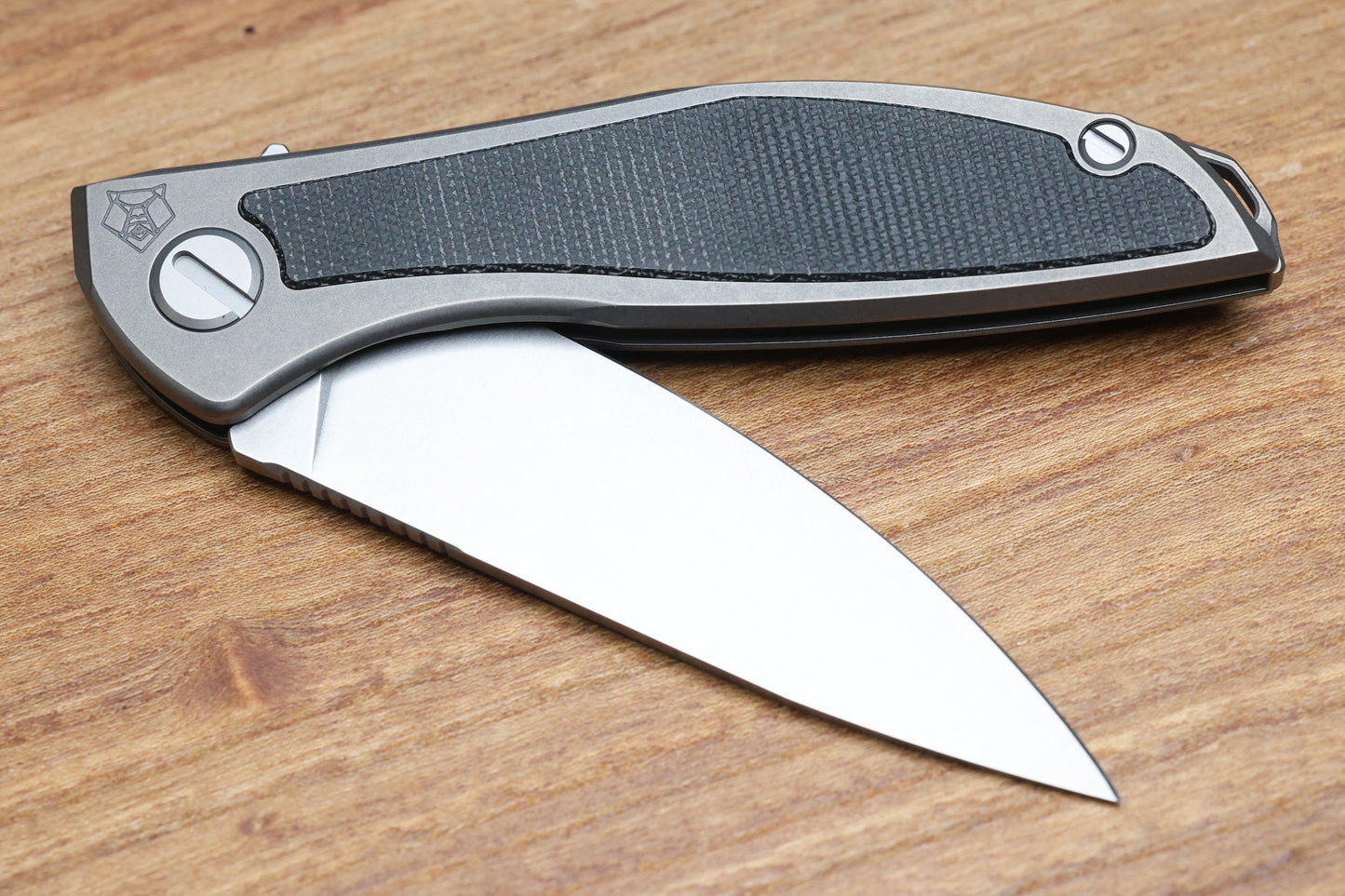SHIROGOROV NEON NL - ELMAX BLADE - TITANIUM/BLACK CANVAS MICARTA HANDLE - MRBS