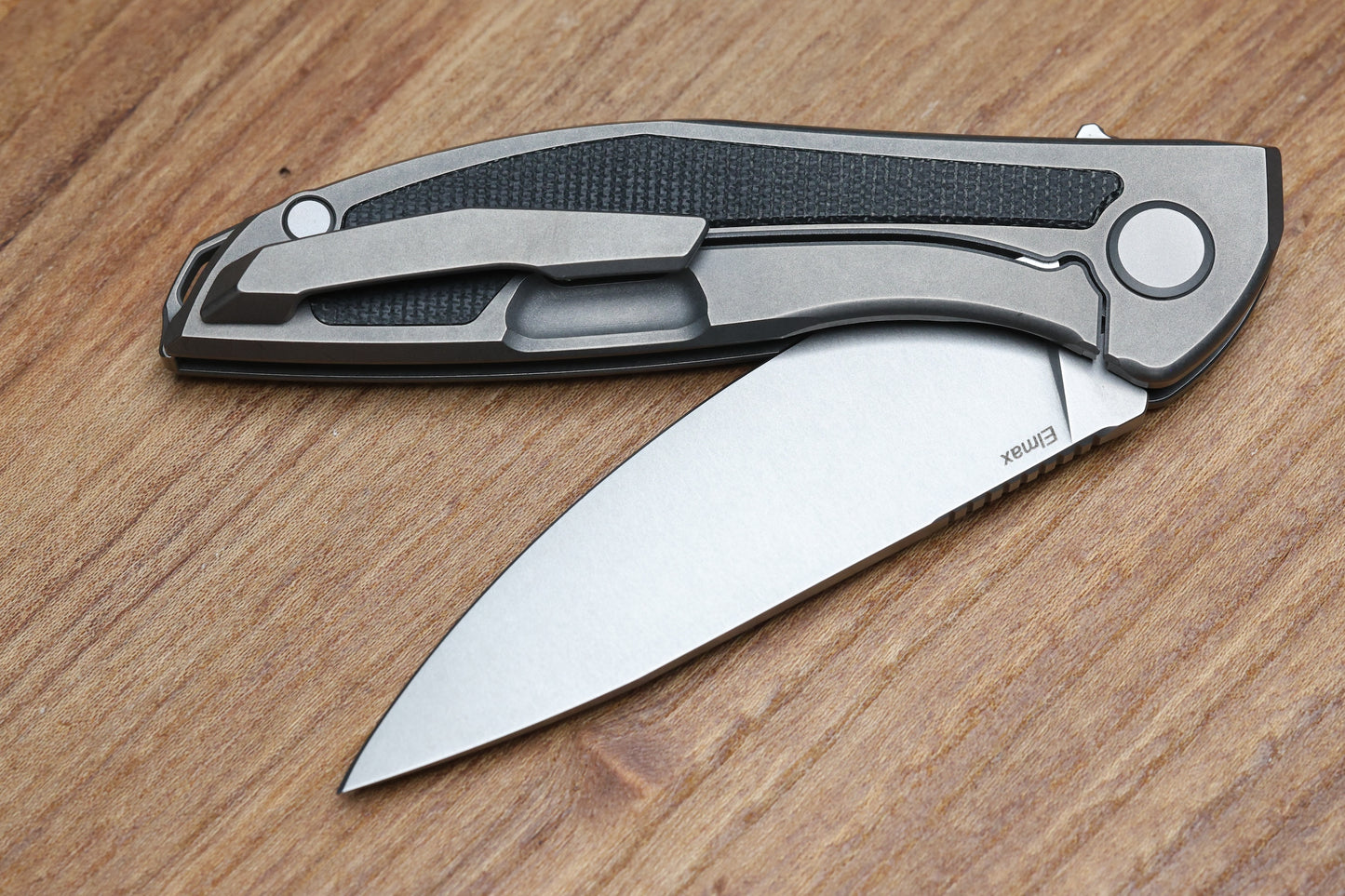 SHIROGOROV NEON NL - ELMAX BLADE - TITANIUM/BLACK CANVAS MICARTA HANDLE - MRBS
