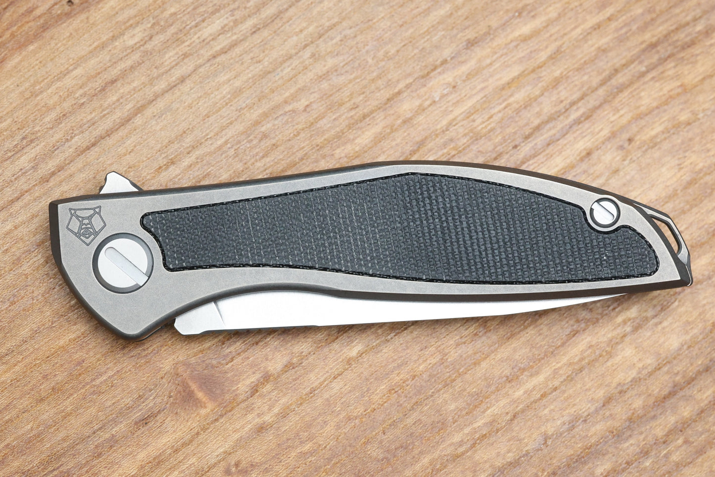 SHIROGOROV NEON NL - ELMAX BLADE - TITANIUM/BLACK CANVAS MICARTA HANDLE - MRBS