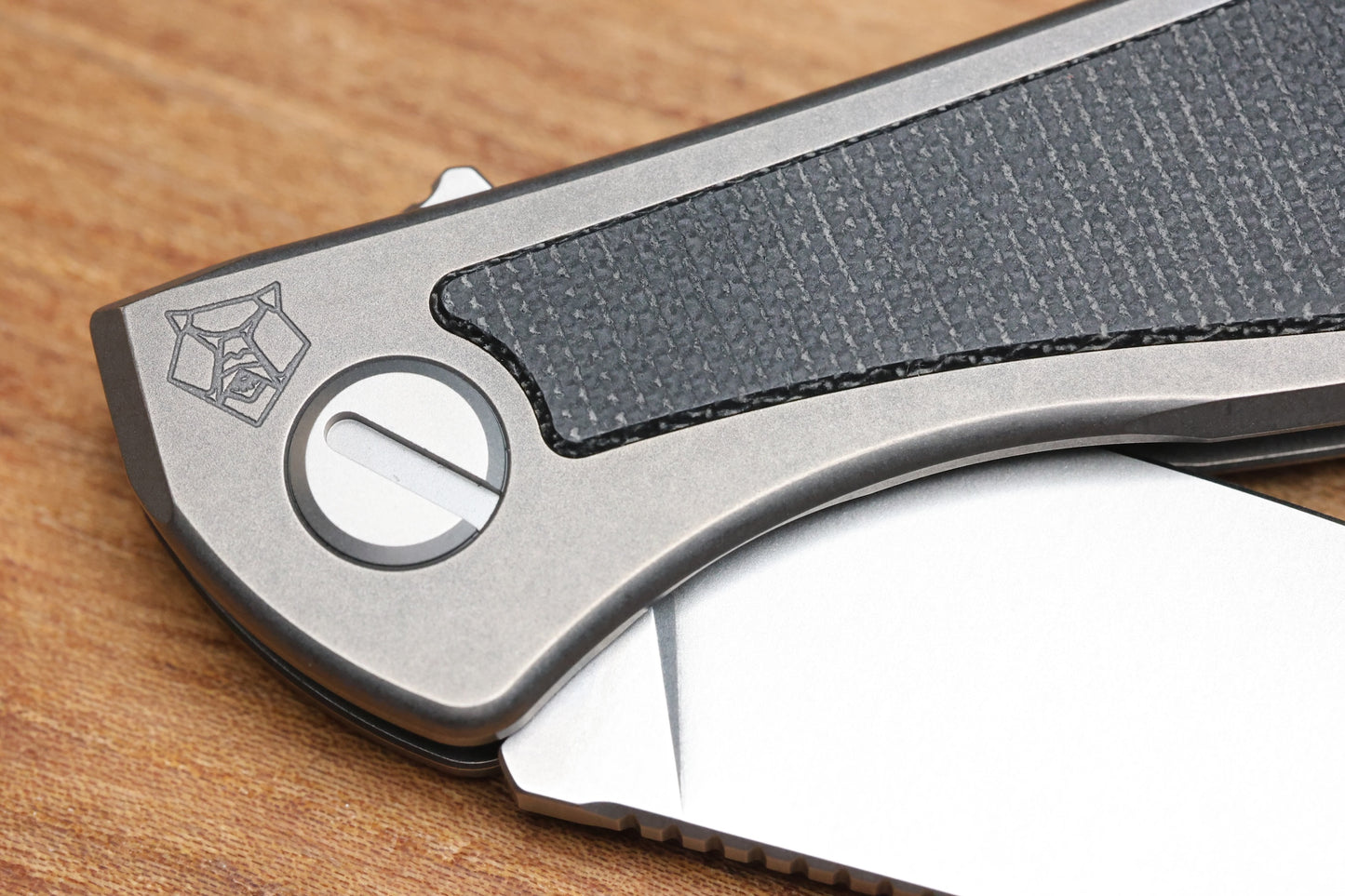 SHIROGOROV NEON NL - ELMAX BLADE - TITANIUM/BLACK CANVAS MICARTA HANDLE - MRBS