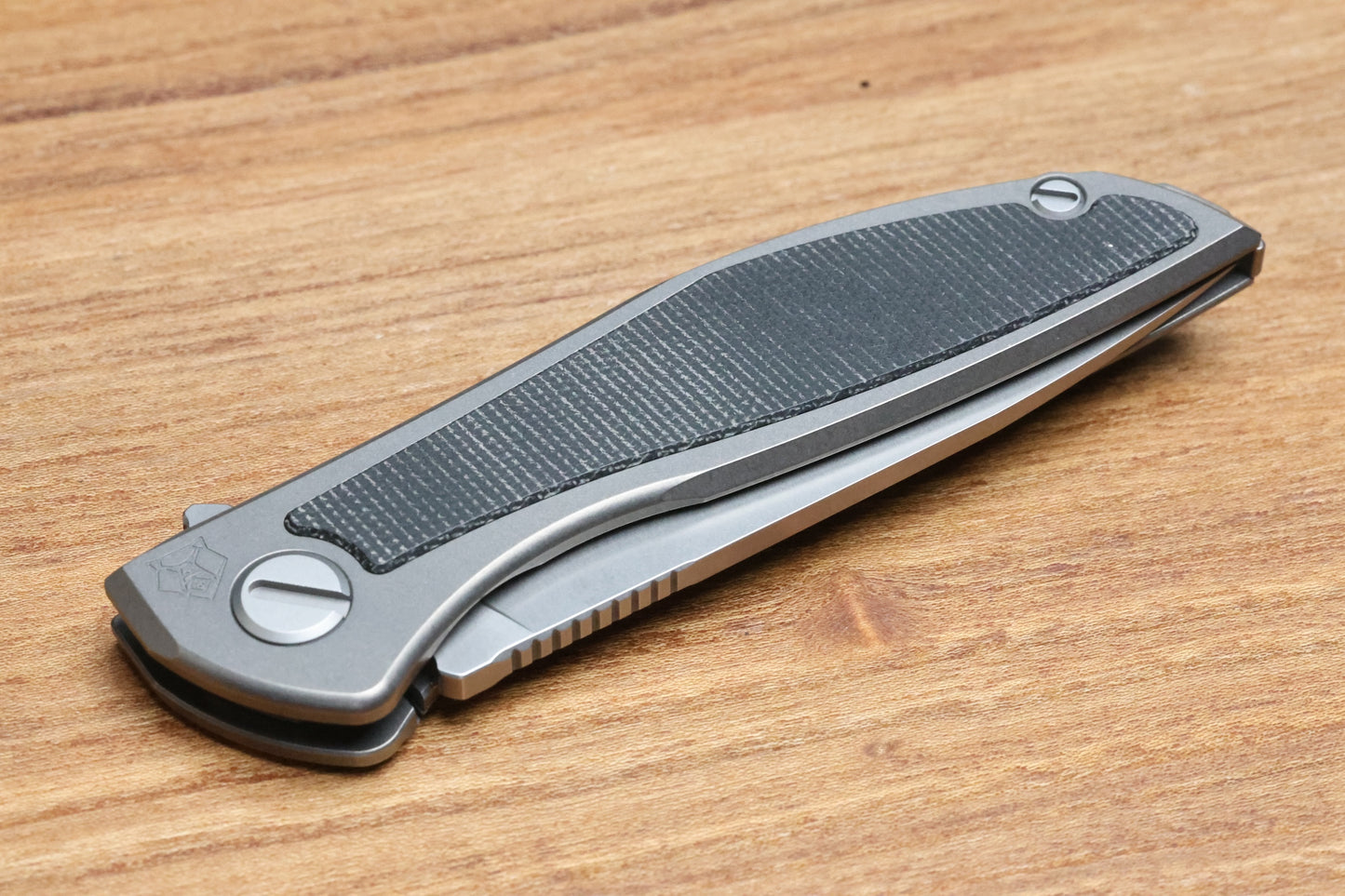 SHIROGOROV NEON NL - ELMAX BLADE - TITANIUM/BLACK CANVAS MICARTA HANDLE - MRBS