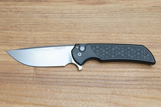 PRO-TECH MORDAX GRIDLOCK BLACK HANDLE & STONEWASH MAGNACUT MX105 GRIDLOCK