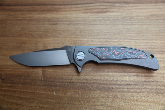 SHIROGOROV “LIMITED EDITION” RJ MARTIN DESIGN MOLTEN OVERKILL – MAGNACUT BLADE – TITANIUM HANDLE W/ LAVA & ASH CARBOTI INLAYS – SRRBS