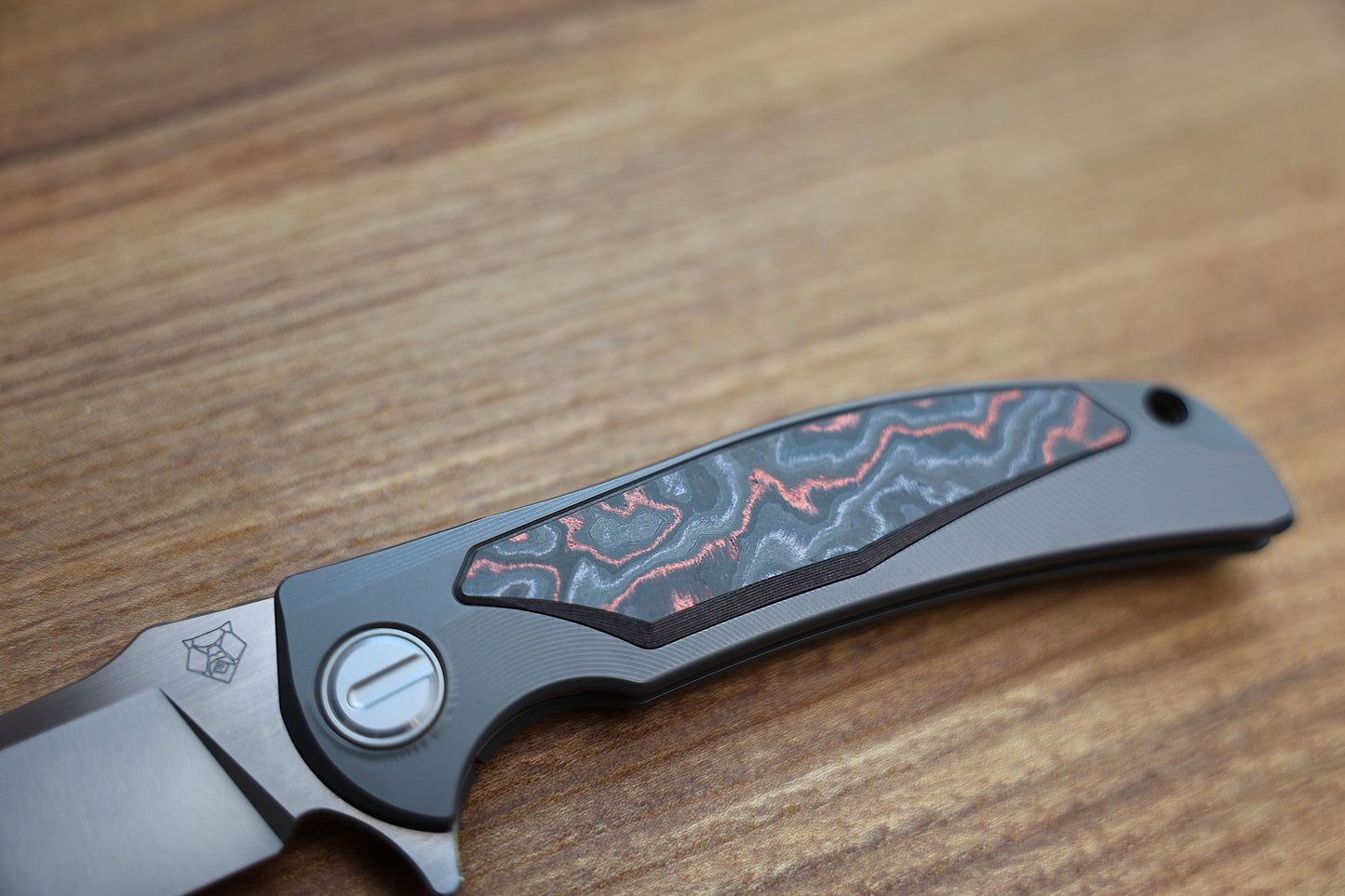 SHIROGOROV “LIMITED EDITION” RJ MARTIN DESIGN MOLTEN OVERKILL – MAGNACUT BLADE – TITANIUM HANDLE W/ LAVA & ASH CARBOTI INLAYS – SRRBS