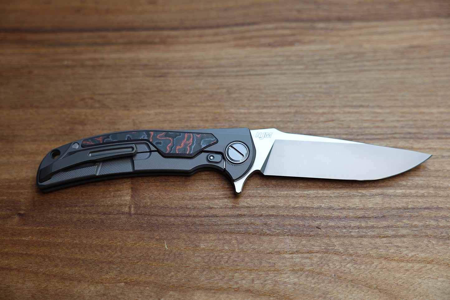 SHIROGOROV “LIMITED EDITION” RJ MARTIN DESIGN MOLTEN OVERKILL – MAGNACUT BLADE – TITANIUM HANDLE W/ LAVA & ASH CARBOTI INLAYS – SRRBS