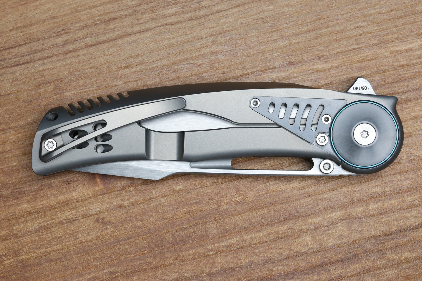 REATE KNIVES GTR TITANIUM INTEGRAL BEAD BLAST W/ ZIRCONIUM ACCENTS & HAND SATIN M390 (PREOWNED)