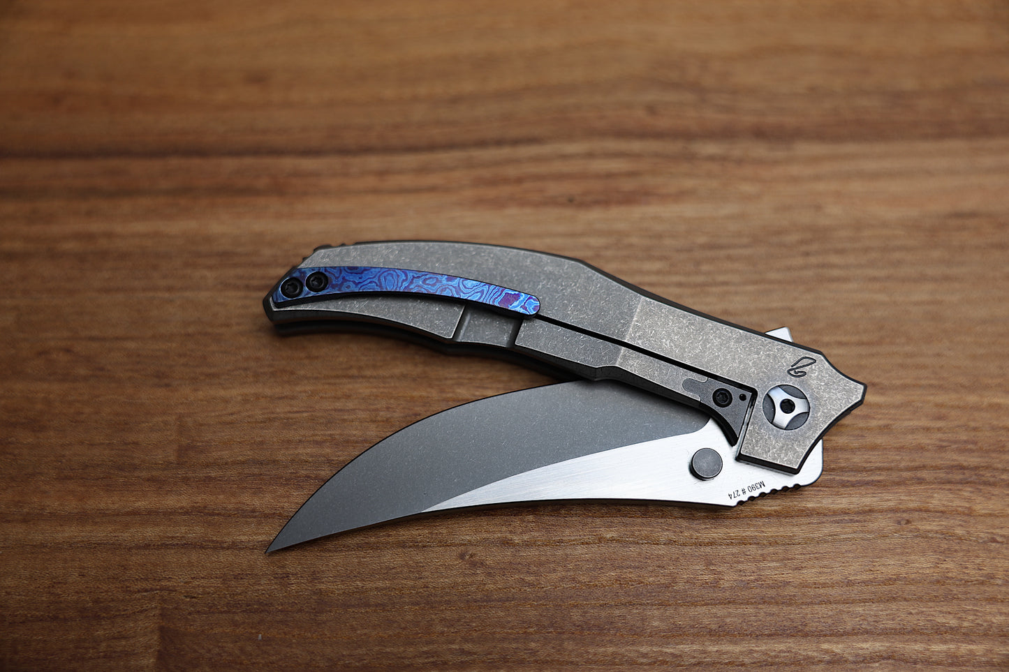 CKF CUSTOM KNIFE FACTORY PERSIAN TITANIUM INTEGRAL & TWO TONE M390 BLADE