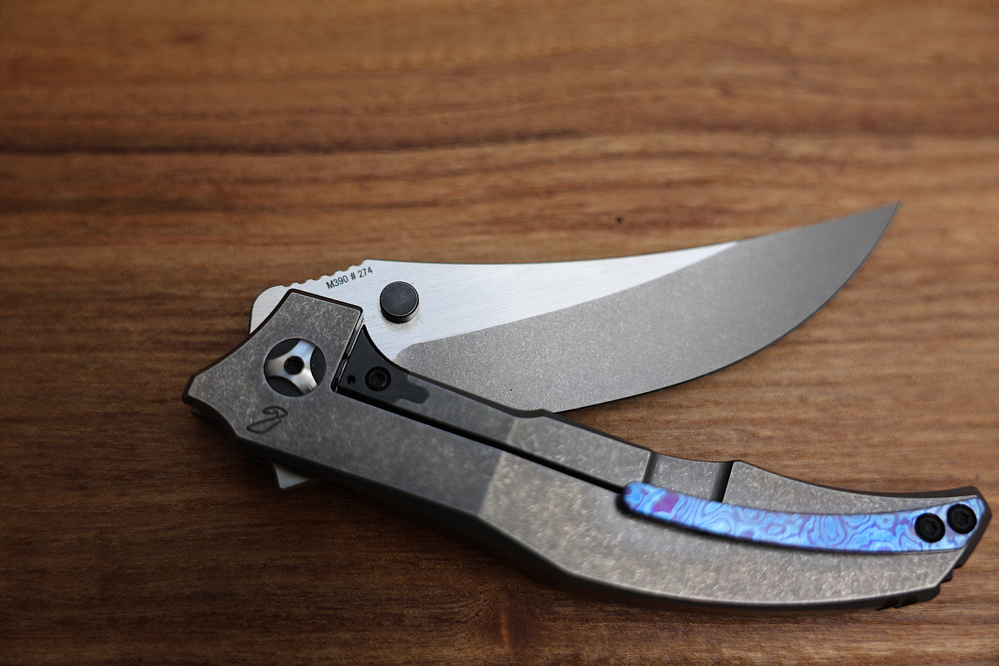 CKF CUSTOM KNIFE FACTORY PERSIAN TITANIUM INTEGRAL & TWO TONE M390 BLADE