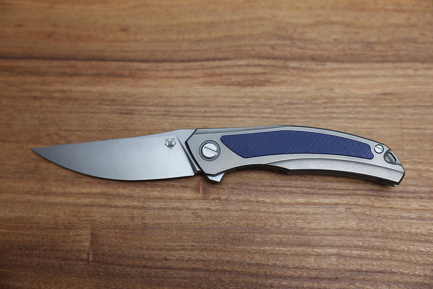 SHIROGOROV URSUS QUANTUM – CROMAX PM BLADE – TITANIUM HANDLE – DARK BLUE G10 INLAY – MRBS