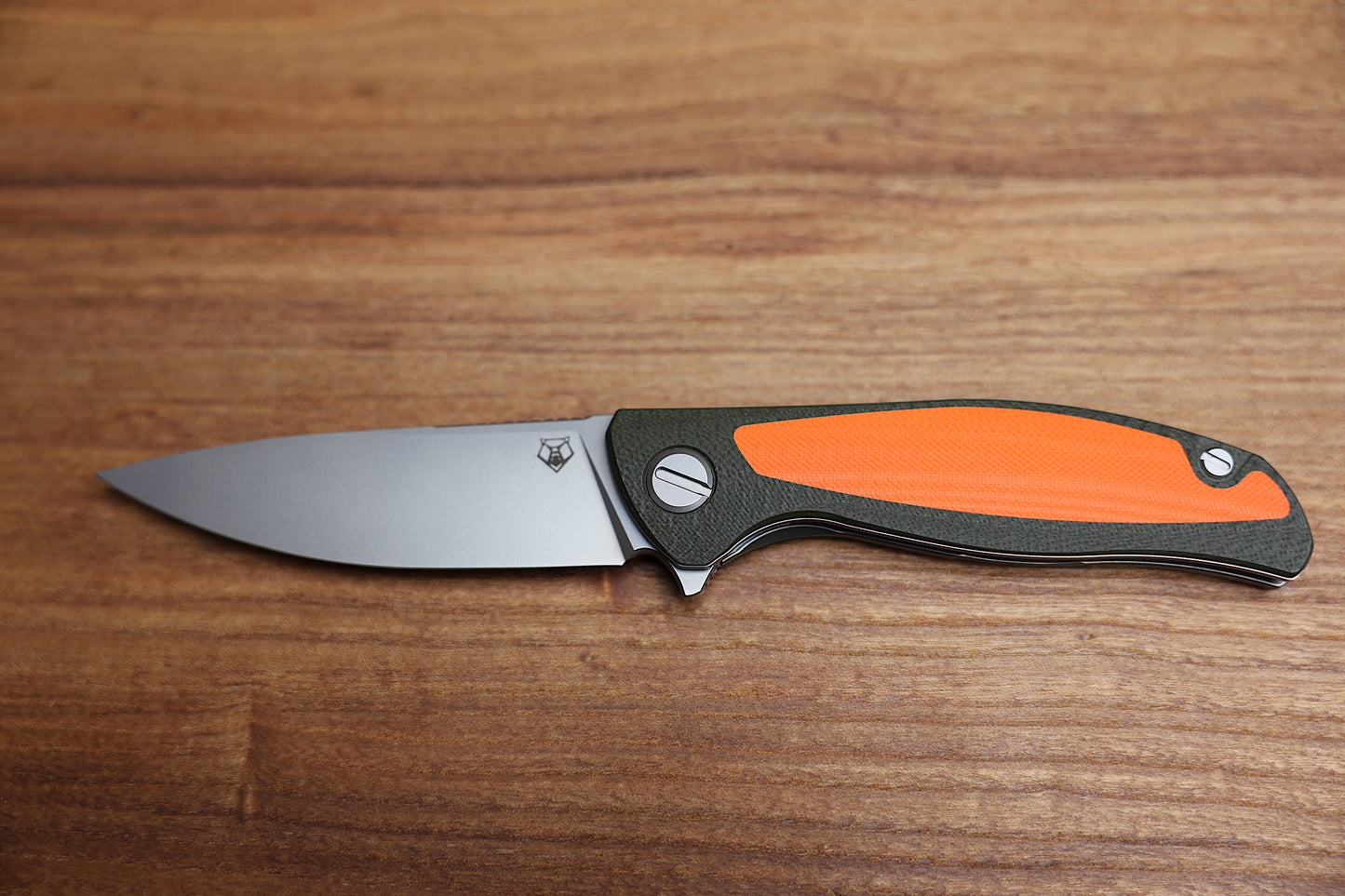 SHIROGOROV F3 – OUTDOOR SPECIAL EDITION – CROMAX PM BLADE – GREEN AND ORANGE G10 HANDLE – MRBS