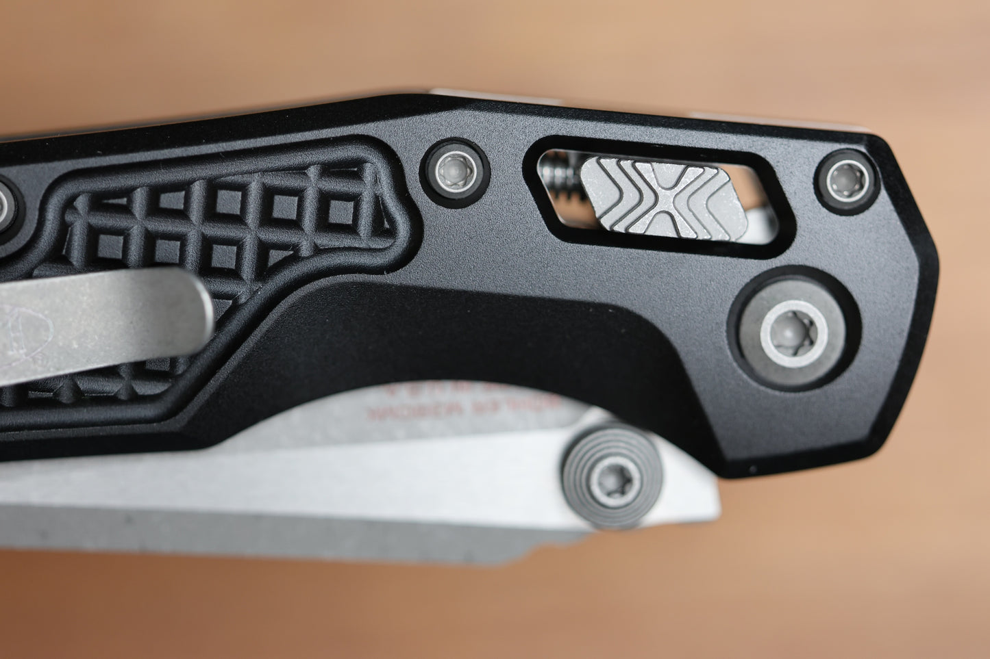 MICROTECH MSI RAM LOK MINI BLACK FRAG ALUMINUM HANDLES W/ APOCALYPTIC M390MK 210M-10APFR
