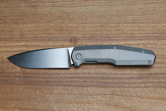 CUSTOM KNIFE FACTORY FIF18 TUMBLED TITANIUM HANDLES & M398
