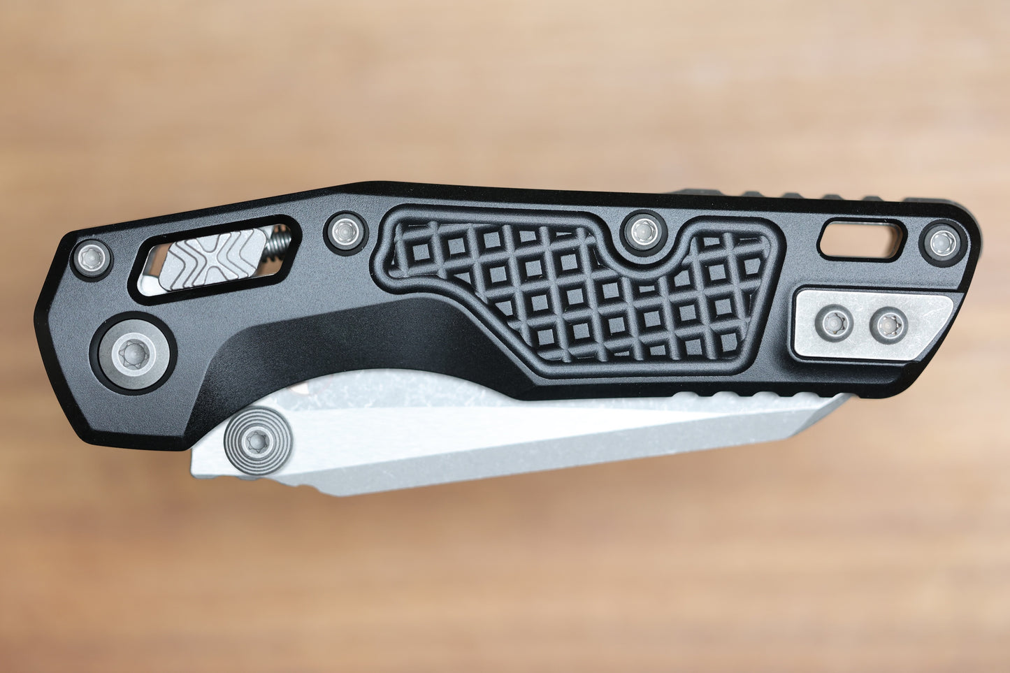 MICROTECH MSI RAM LOK MINI BLACK FRAG ALUMINUM HANDLES W/ APOCALYPTIC M390MK 210M-10APFR