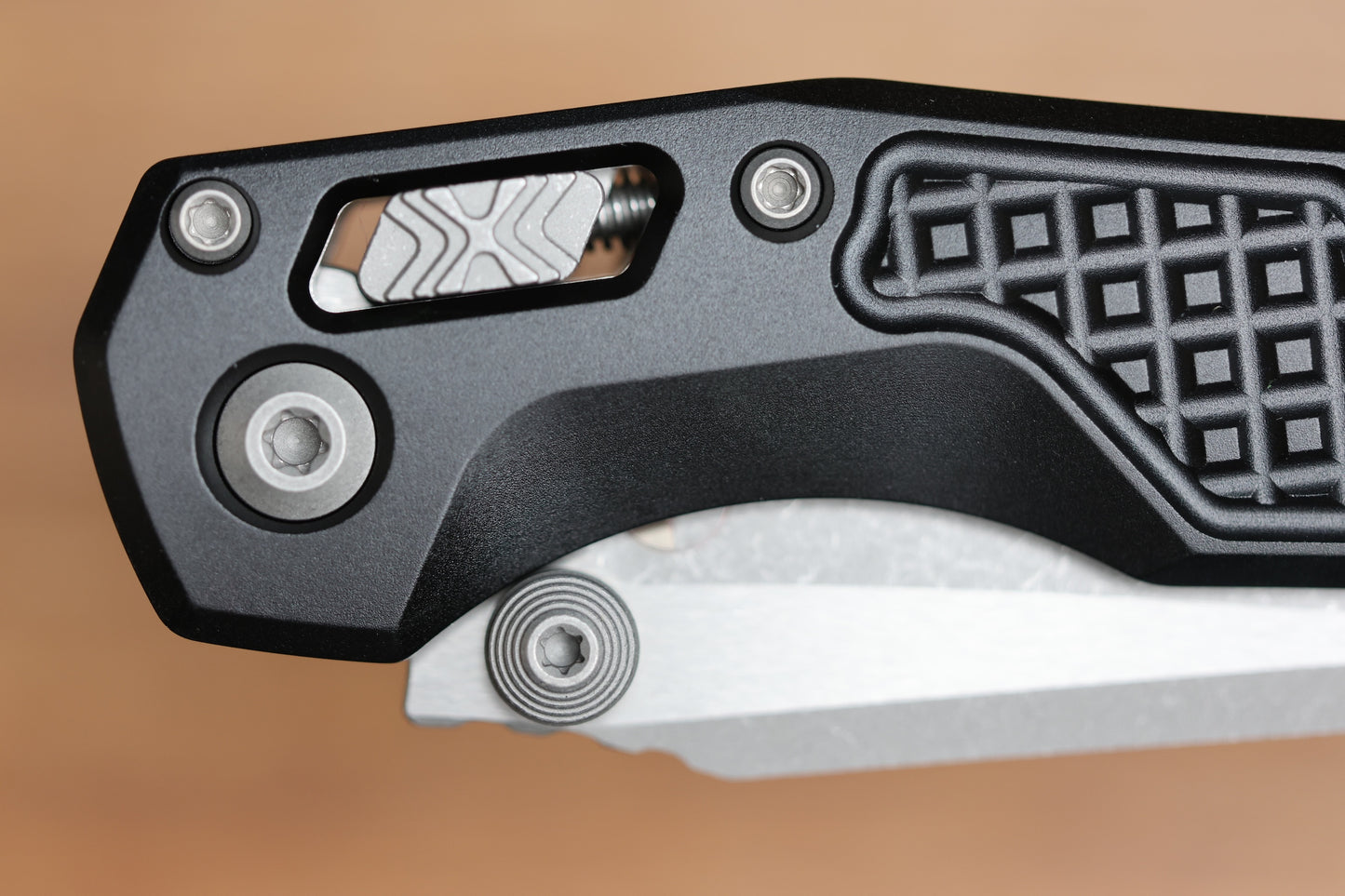 MICROTECH MSI RAM LOK MINI BLACK FRAG ALUMINUM HANDLES W/ APOCALYPTIC M390MK 210M-10APFR