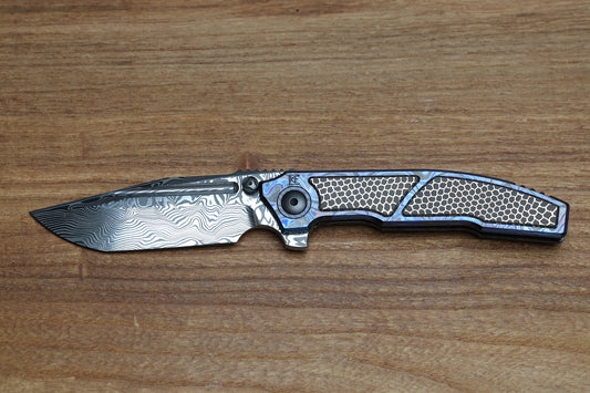 CUSTOM KNIFE FACTORY SNAFU 4.0 MEDIUM FULL DRESS W/ ZIRCUTI INTEGRAL HANDLE W/ SUPERCONDUCTOR INLAYS & DAMASTEEL