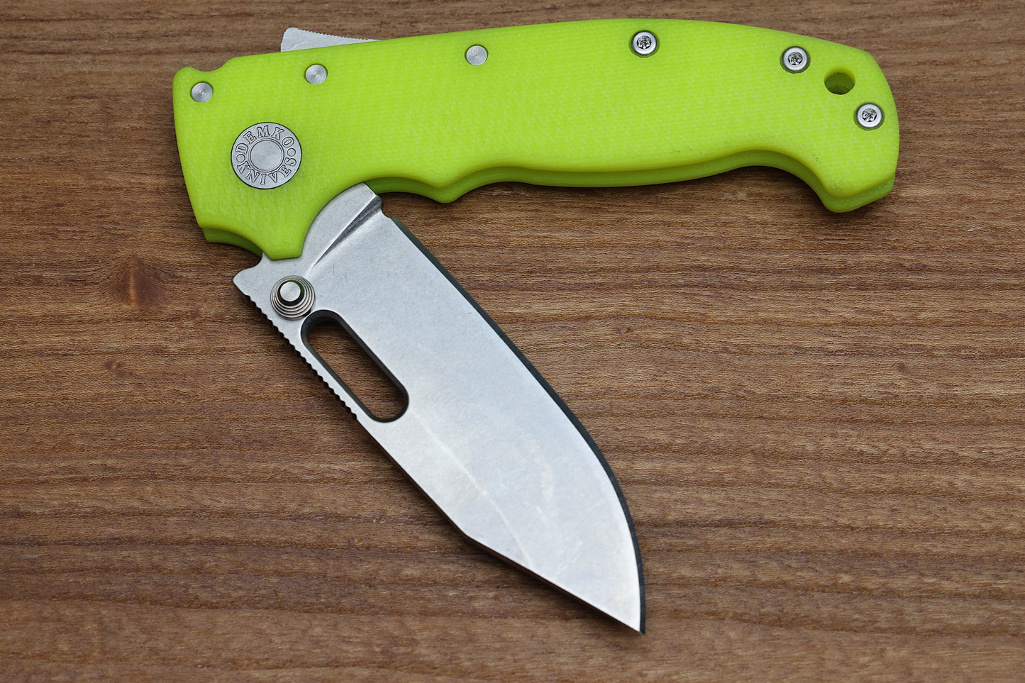 DEMKO KNIVES MG AD20 W/ DAY GLOW G10 HANDLES & MAGNACUT CLIP POINT