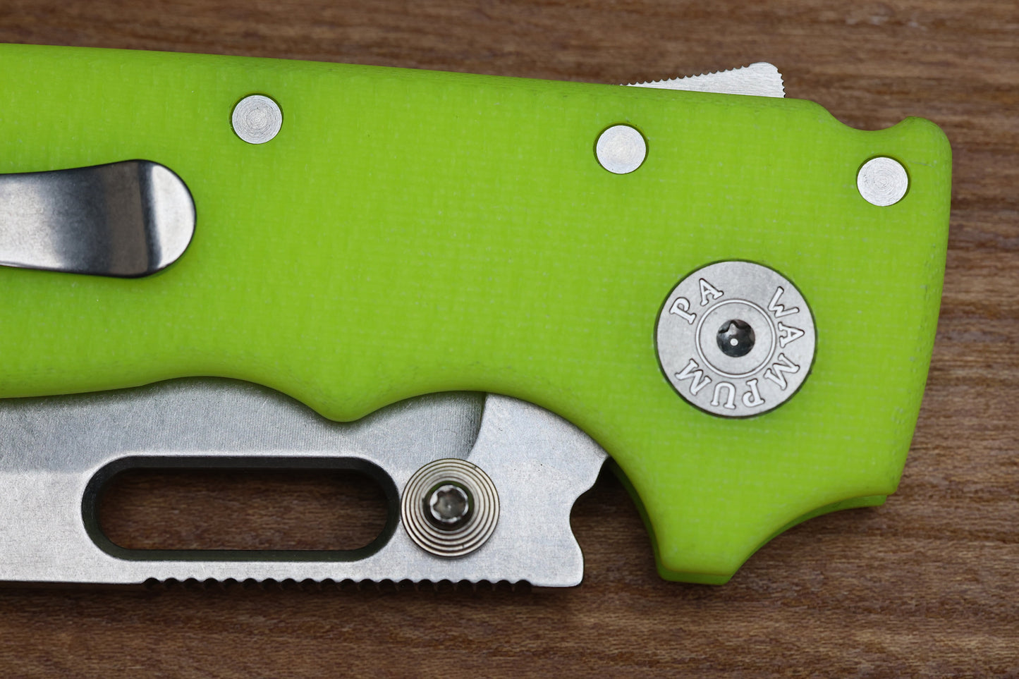 DEMKO KNIVES MG AD20 W/ DAY GLOW G10 HANDLES & MAGNACUT CLIP POINT