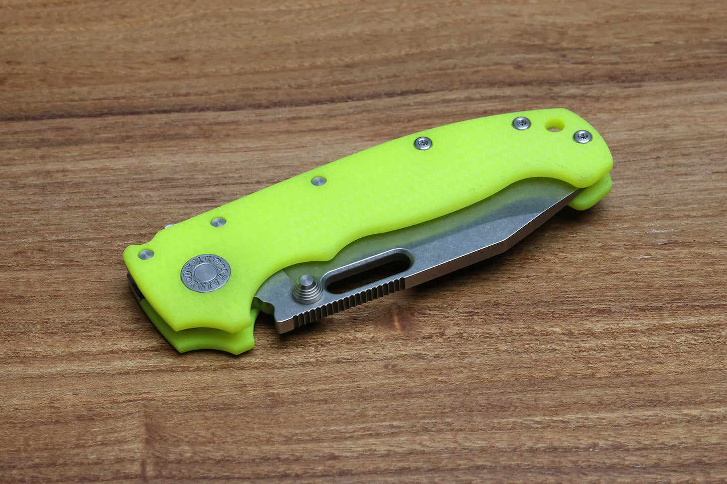 DEMKO KNIVES MG AD20 W/ DAY GLOW G10 HANDLES & MAGNACUT CLIP POINT