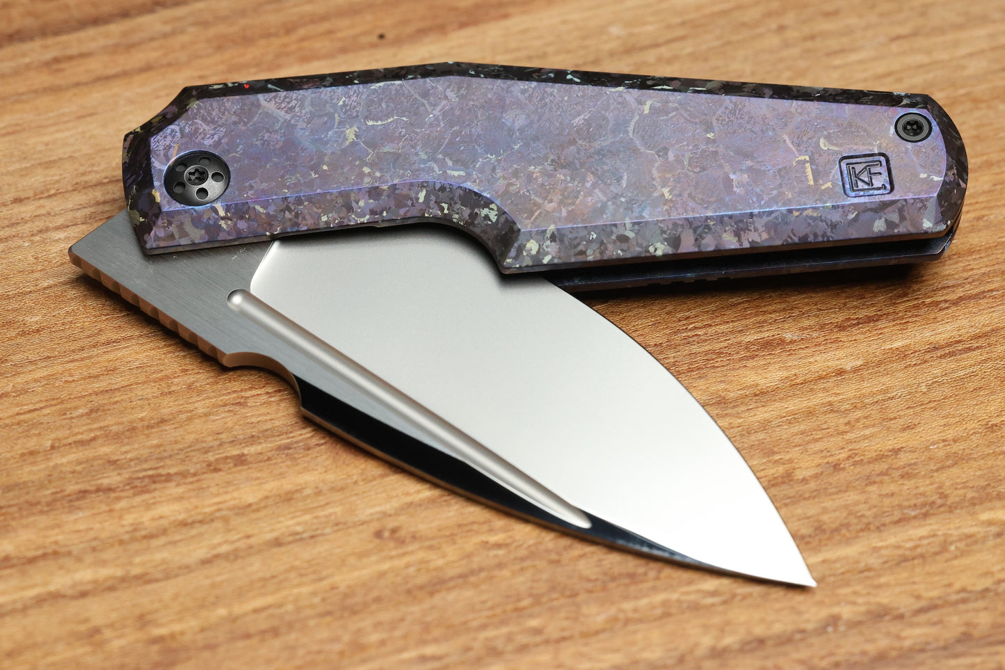 CUSTOM KNIFE FACTORY ELEMENTAK - M398 BLADE - PURPLE CRYSTALTI HANDLE (THOMAS GONY DESIGN)