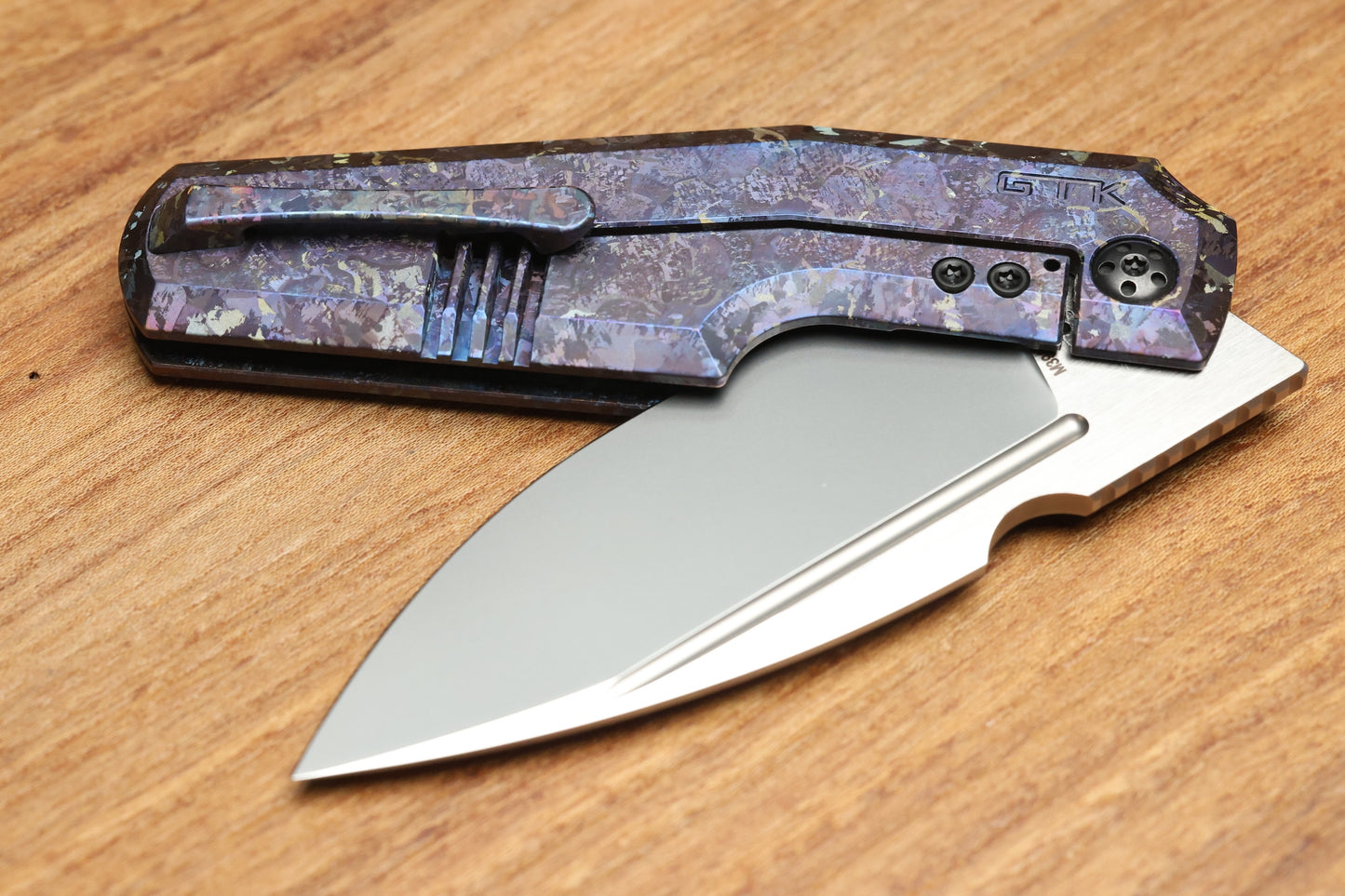 CUSTOM KNIFE FACTORY ELEMENTAK - M398 BLADE - PURPLE CRYSTALTI HANDLE (THOMAS GONY DESIGN)