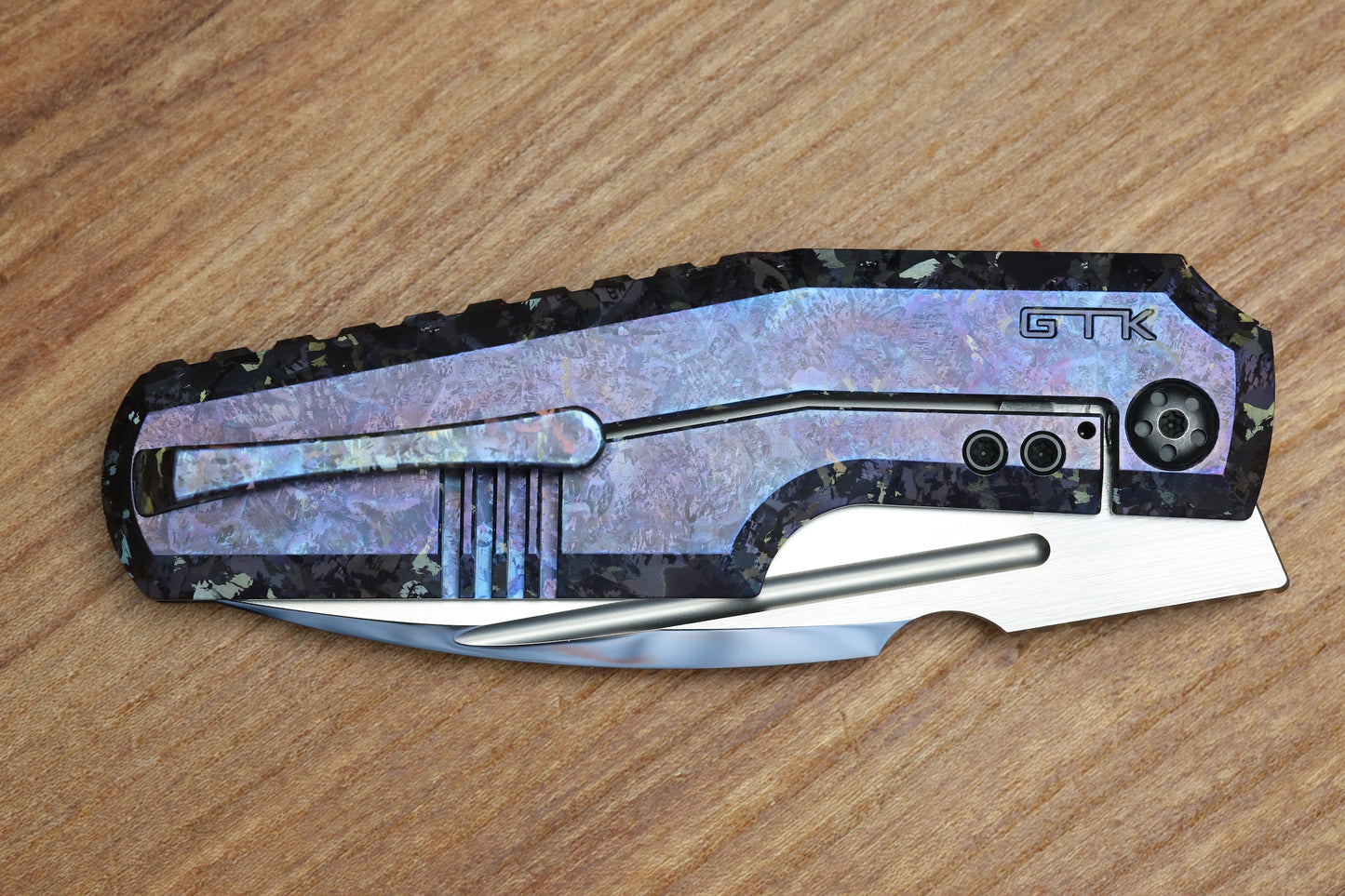 CUSTOM KNIFE FACTORY ELEMENTAK - M398 BLADE - PURPLE CRYSTALTI HANDLE (THOMAS GONY DESIGN)