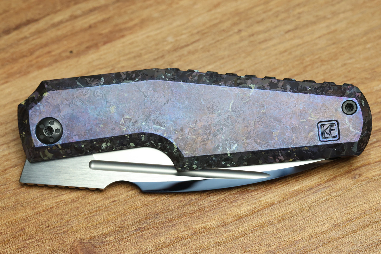CUSTOM KNIFE FACTORY ELEMENTAK - M398 BLADE - PURPLE CRYSTALTI HANDLE (THOMAS GONY DESIGN)