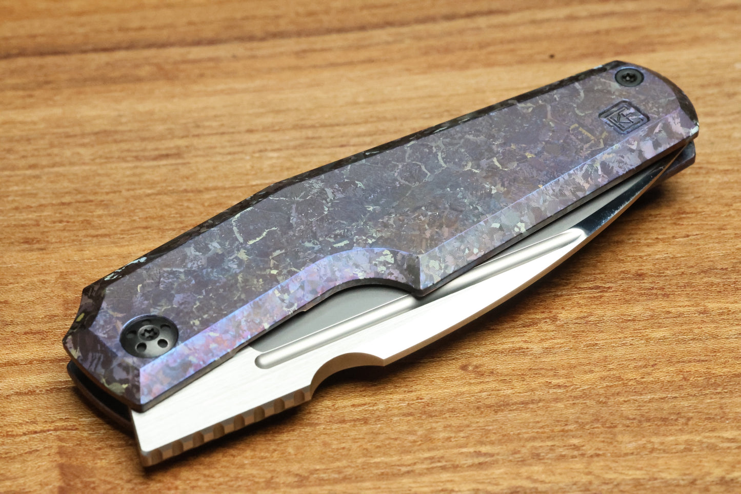 CUSTOM KNIFE FACTORY ELEMENTAK - M398 BLADE - PURPLE CRYSTALTI HANDLE (THOMAS GONY DESIGN)