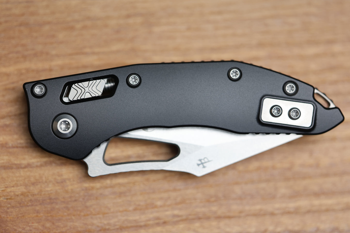 MICROTECH KNIVES MANUAL M-STITCH RAM LOK BLACK SMOOTH ALUMINUM HANDLES & STONEWASH M390MK 169MRL-10