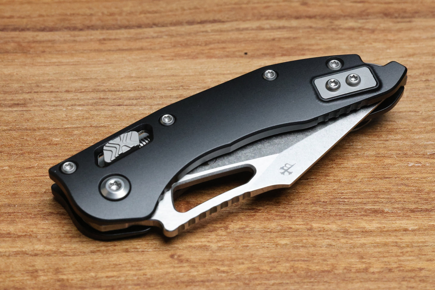 MICROTECH KNIVES MANUAL M-STITCH RAM LOK BLACK SMOOTH ALUMINUM HANDLES & STONEWASH M390MK 169MRL-10