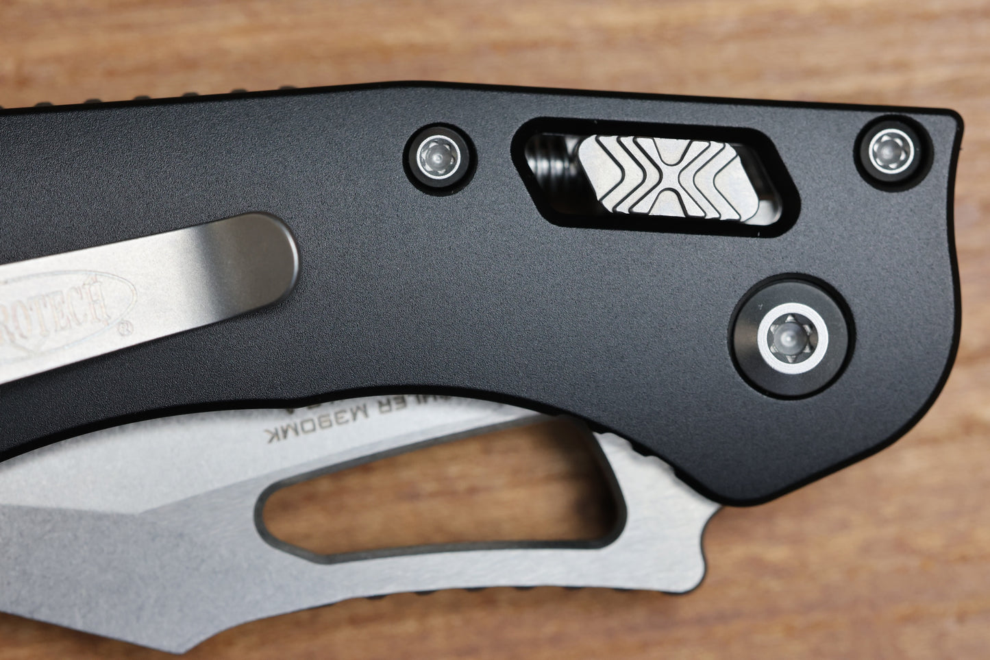 MICROTECH KNIVES MANUAL M-STITCH RAM LOK BLACK SMOOTH ALUMINUM HANDLES & STONEWASH M390MK 169MRL-10