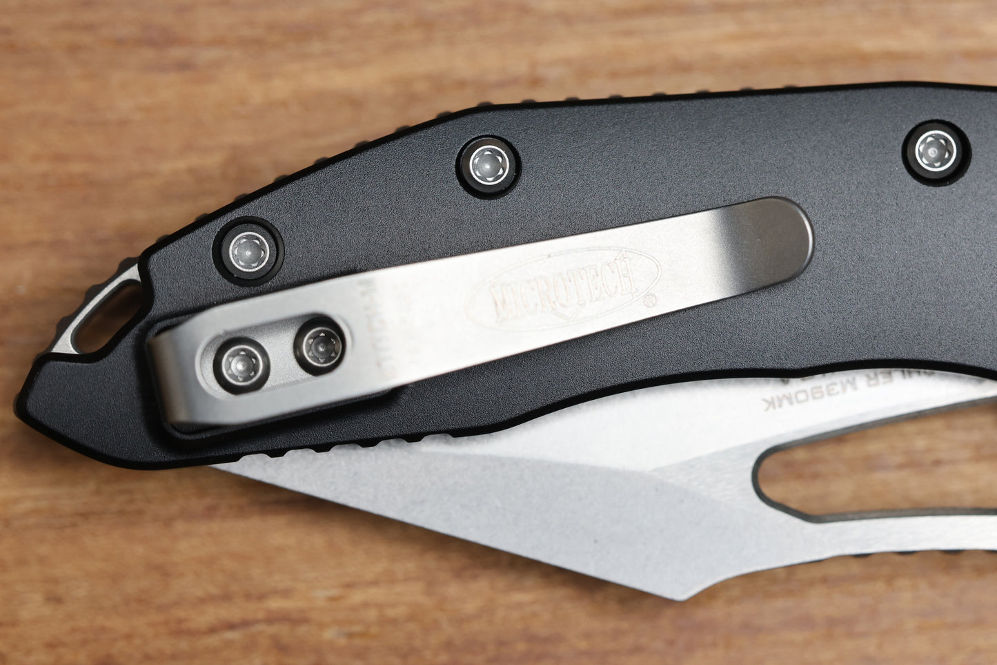 MICROTECH KNIVES MANUAL M-STITCH RAM LOK BLACK SMOOTH ALUMINUM HANDLES & STONEWASH M390MK 169MRL-10