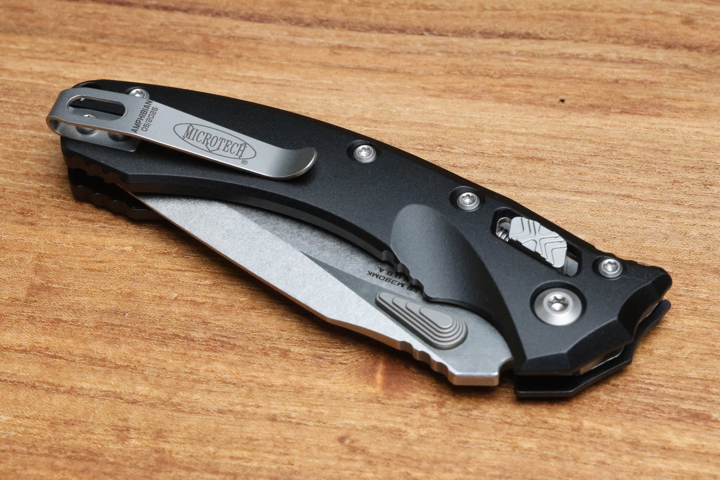 MICROTECH AMPHIBIAN MINI RAM LOK BLACK ALUMINUM & STONEWASH M390MK 137MRL-10