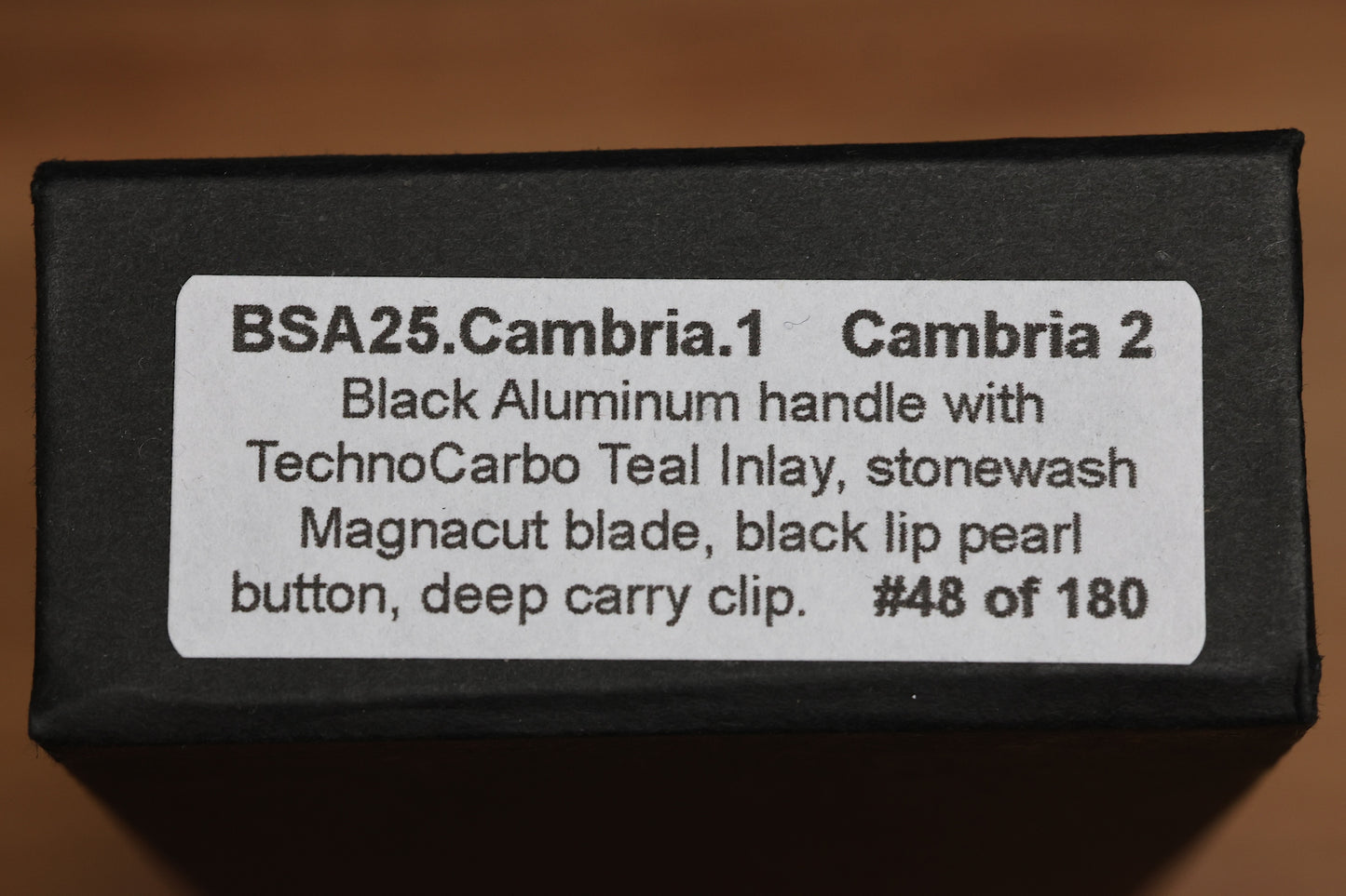 PRO-TECH CAMBRIA MANUAL BLACK ALUMINUM HANDLES W/ TECHNOCARBO TEAL INLAY & MAGNACUT BSA25.CAMBRIA.1