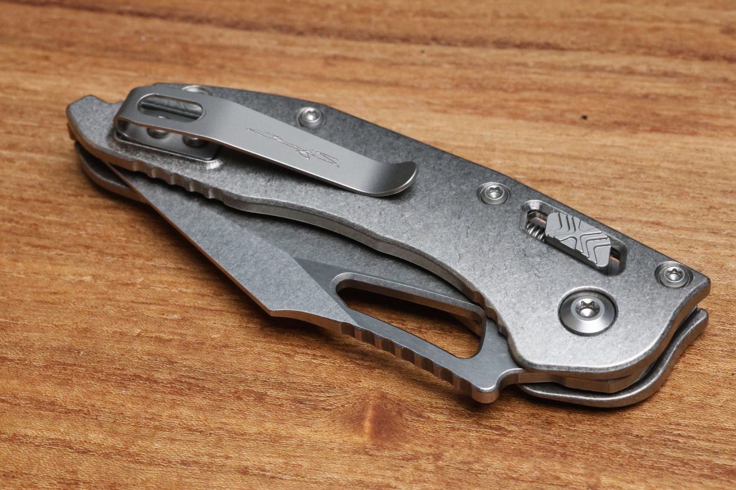 MARFIONE SELECT MANUAL M-STITCH RAM LOK SLAB SIDE TITANIUM HANDLES W/ BRONZE ACCENTS & STONEWASH M390MK 169MRL-10MS1
