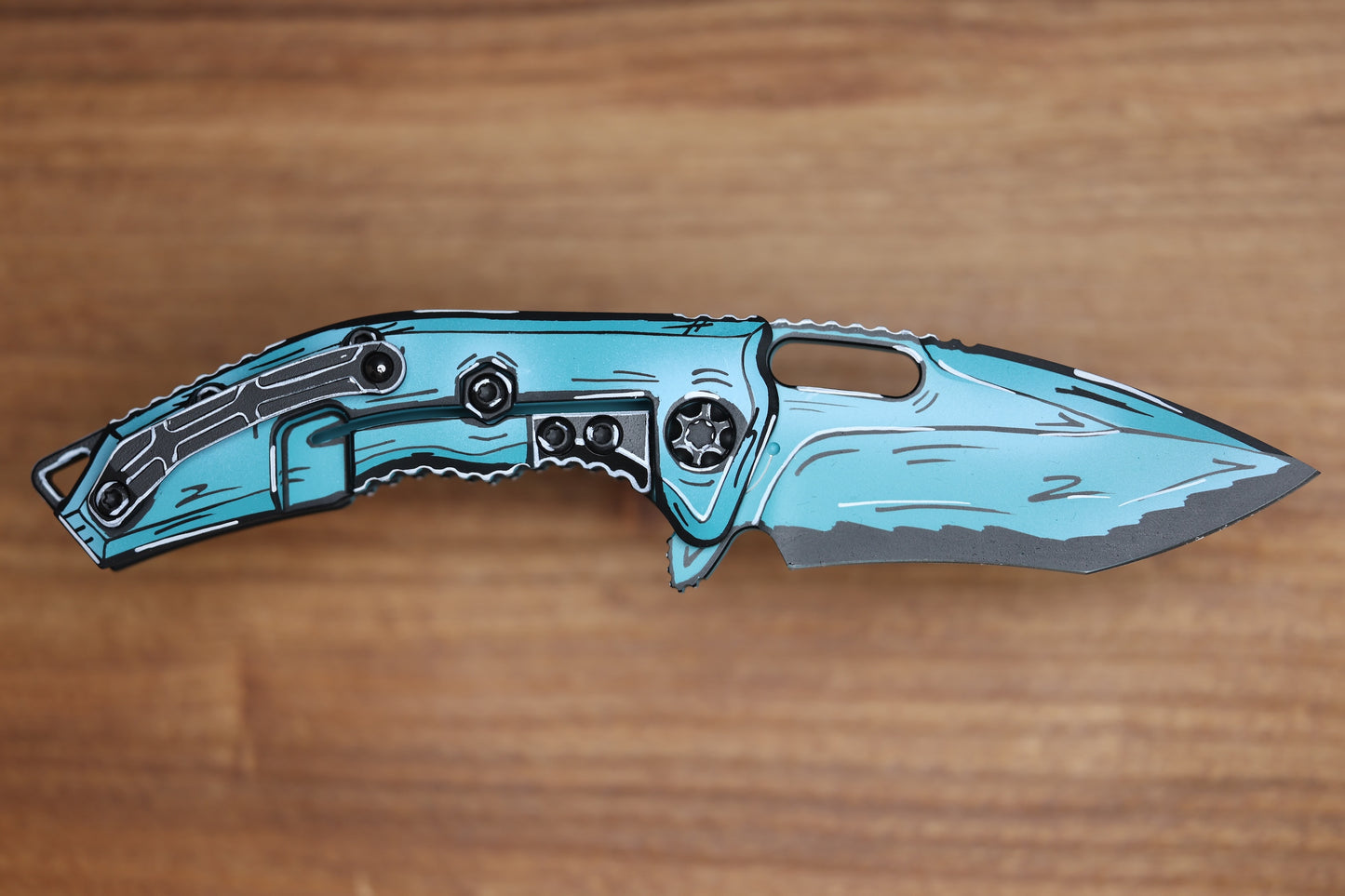 HERETIC KNIVES MEDUSA MANUAL TURQUOISE CEL SHADE W/ MAGNACUT RECURVE H010-CS-TQ