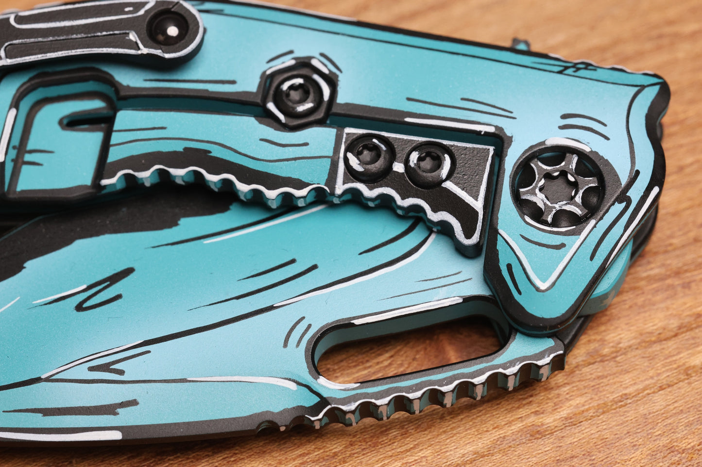 HERETIC KNIVES MEDUSA MANUAL TURQUOISE CEL SHADE W/ MAGNACUT RECURVE H010-CS-TQ
