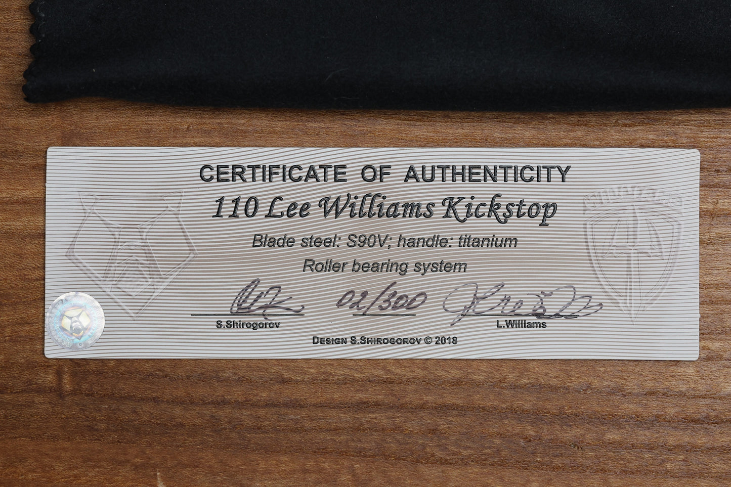 SHIROGOROV AND LEE WILLIAMS COLLABORATION 110 KS SAPPHIRE BLUE S90V BLADE SRRBS (PREOWNED)
