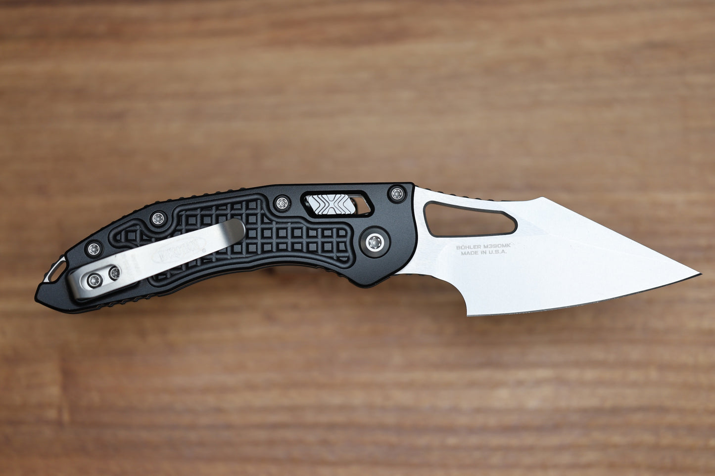 MICROTECH KNIVES MANUAL M-STITCH RAM LOK BLACK FRAG ALUMINUM HANDLES & STONEWASH M390MK 169MRL-10FR