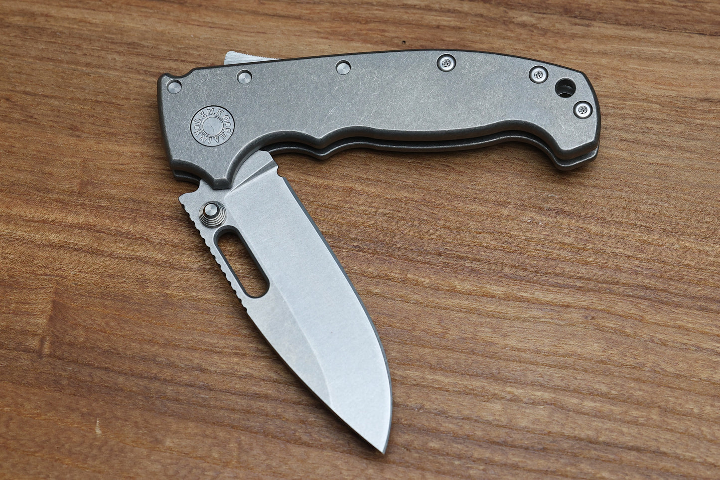 DEMKO KNIVES MG AD20 W/SMOOTH TITANIUM HANDLES - DROP POINT MAGNACUT