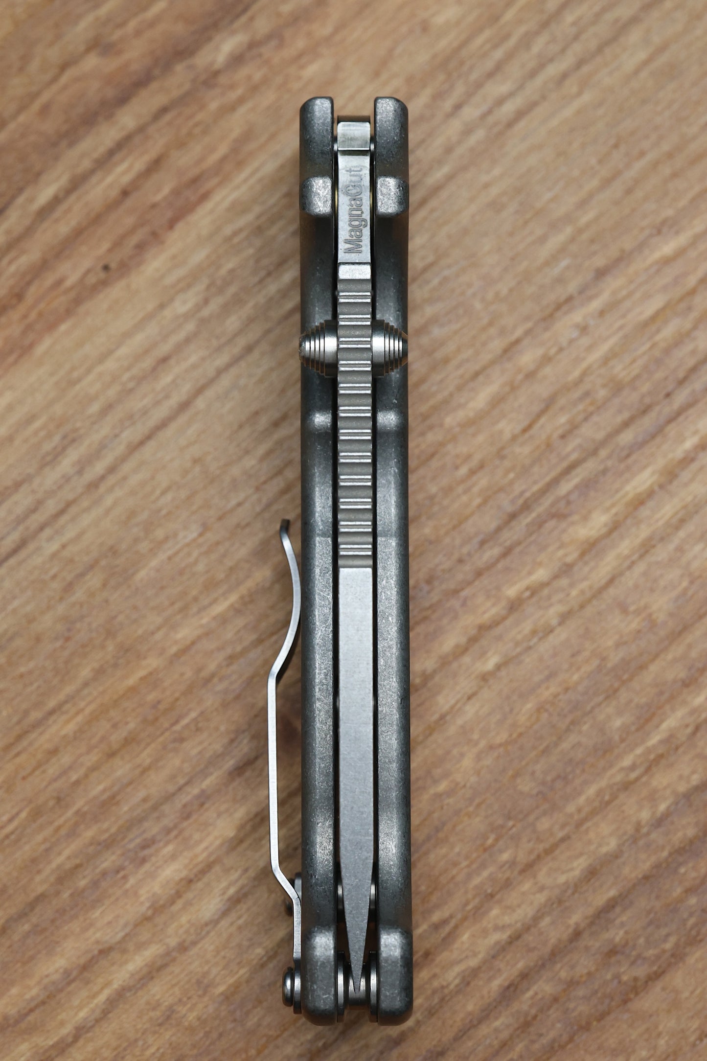DEMKO KNIVES MG AD20 W/SMOOTH TITANIUM HANDLES - DROP POINT MAGNACUT