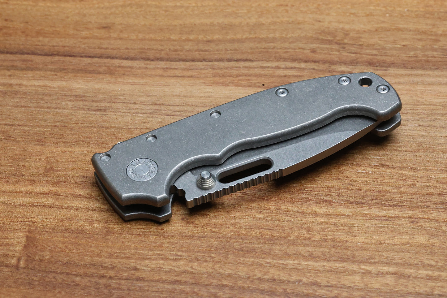 DEMKO KNIVES MG AD20 W/SMOOTH TITANIUM HANDLES - DROP POINT MAGNACUT