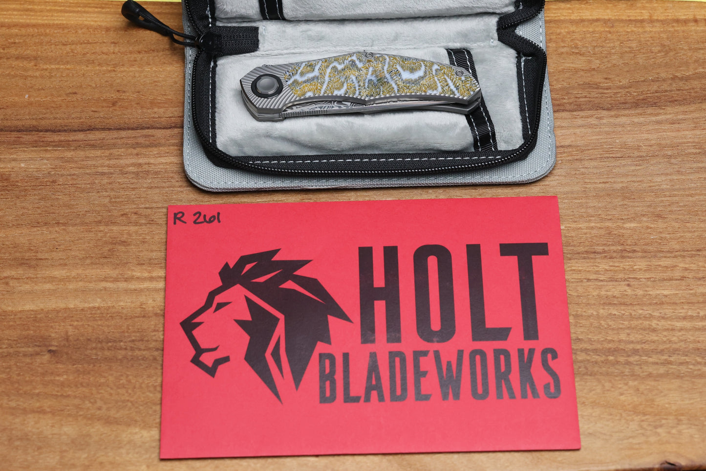 HOLT BLADEWORKS RENEGADE FOSSILIZED CORAL INLAY TITANIUM VINLAND DAMASTEEL #261