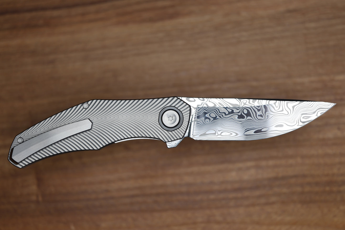HOLT BLADEWORKS RENEGADE FOSSILIZED CORAL INLAY TITANIUM VINLAND DAMASTEEL #261