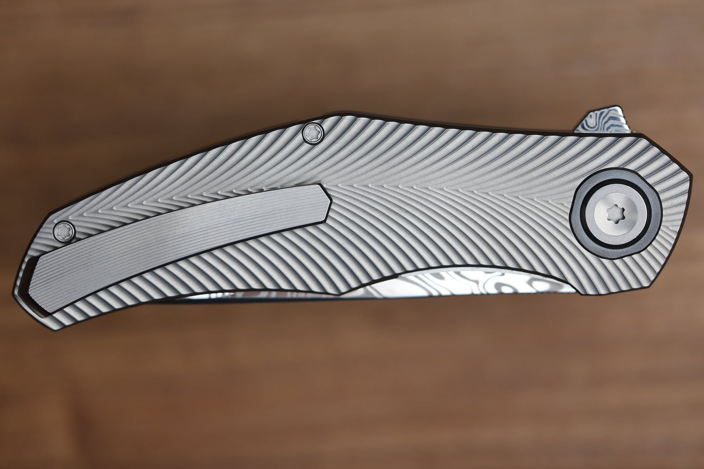 HOLT BLADEWORKS RENEGADE FOSSILIZED CORAL INLAY TITANIUM VINLAND DAMASTEEL #261