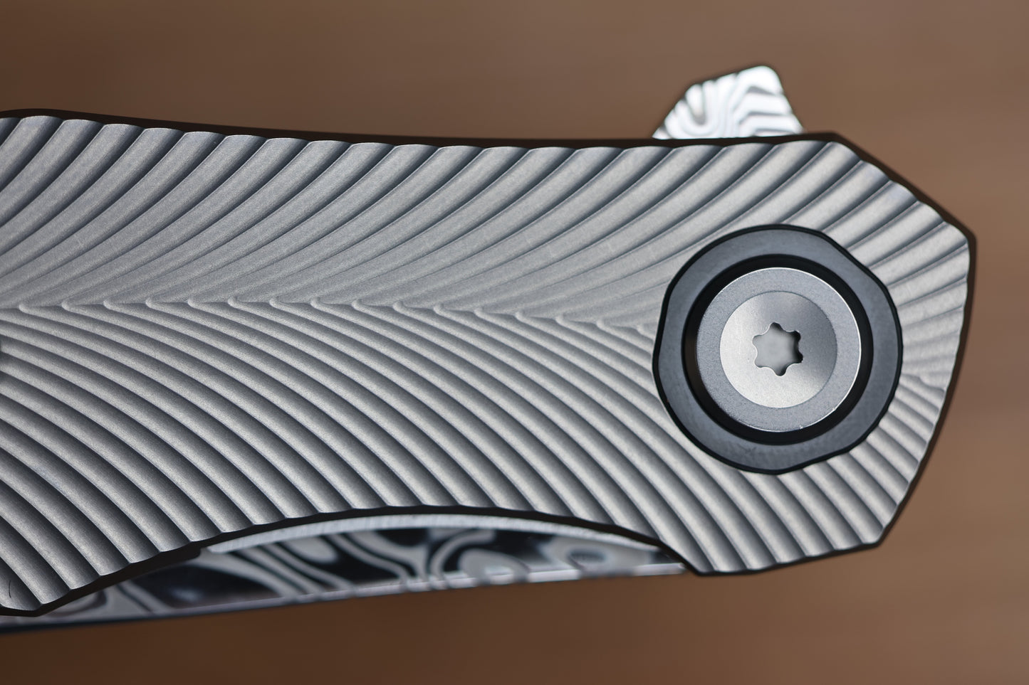HOLT BLADEWORKS RENEGADE FOSSILIZED CORAL INLAY TITANIUM VINLAND DAMASTEEL #261