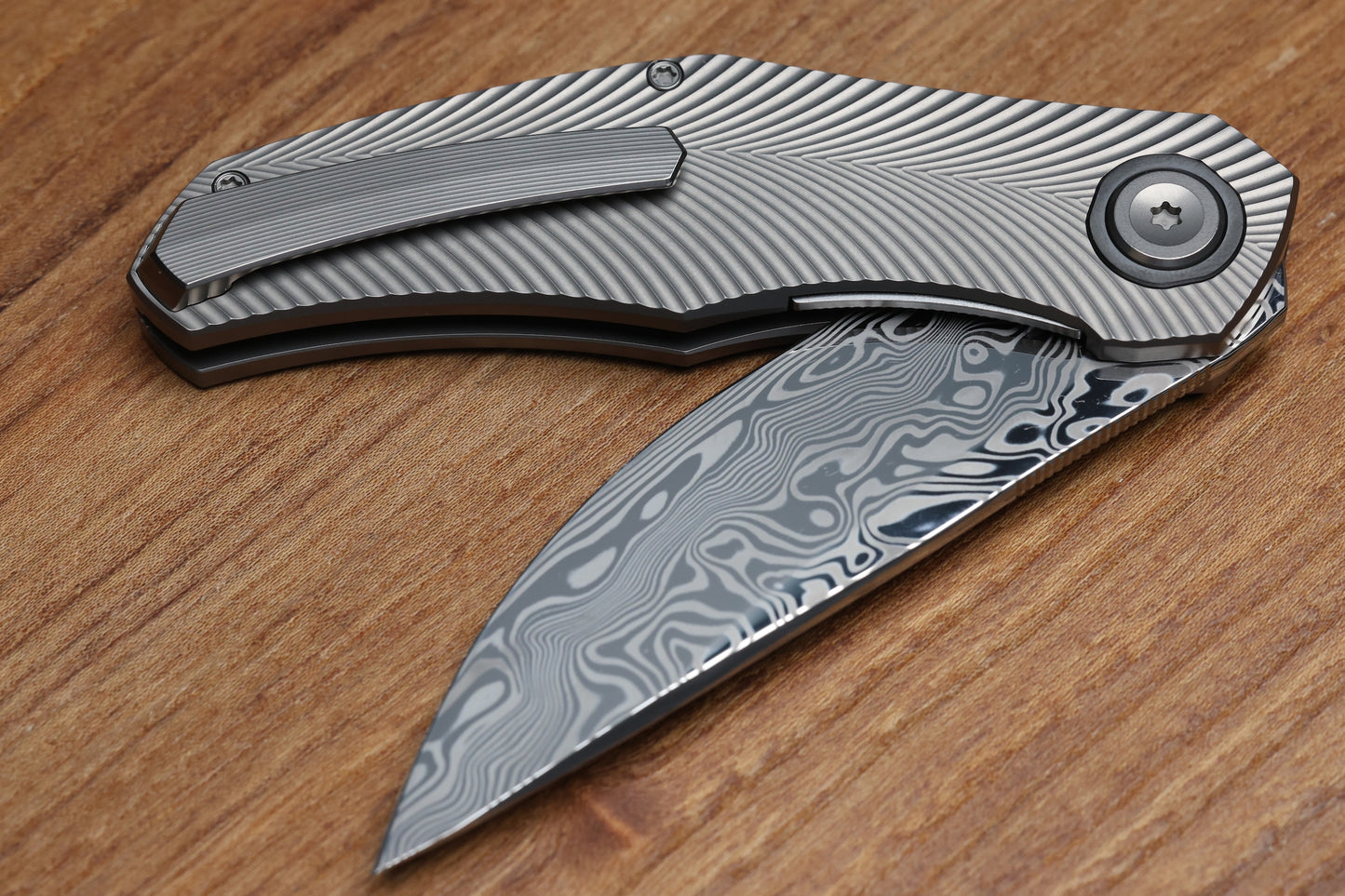 HOLT BLADEWORKS RENEGADE FOSSILIZED CORAL INLAY TITANIUM VINLAND DAMASTEEL #261