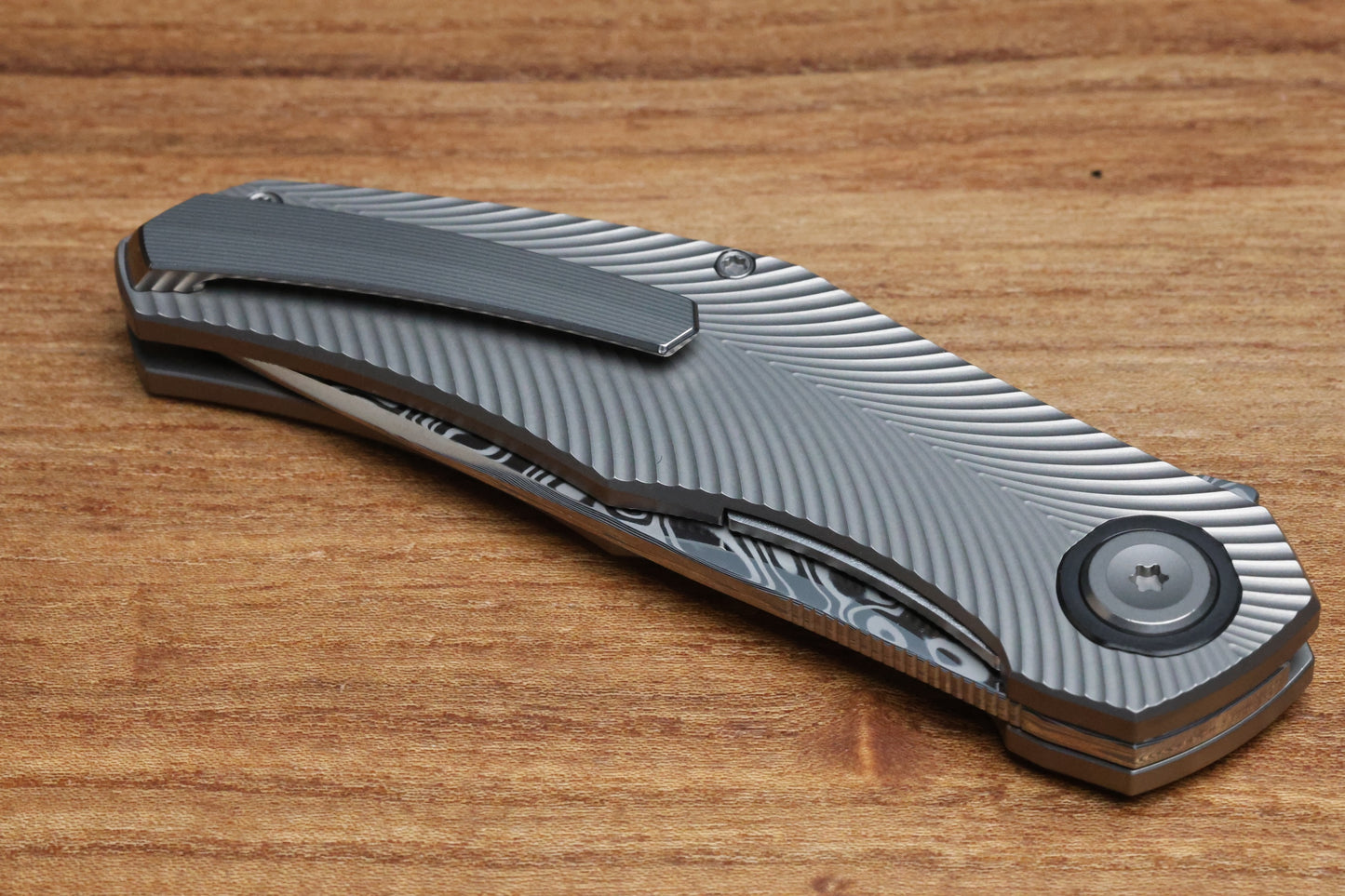 HOLT BLADEWORKS RENEGADE FOSSILIZED CORAL INLAY TITANIUM VINLAND DAMASTEEL #261