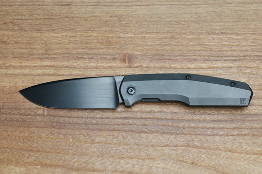 CUSTOM KNIFE FACTORY FIF18 TUMBLED DLC TITANIUM HANDLES & DLC M398