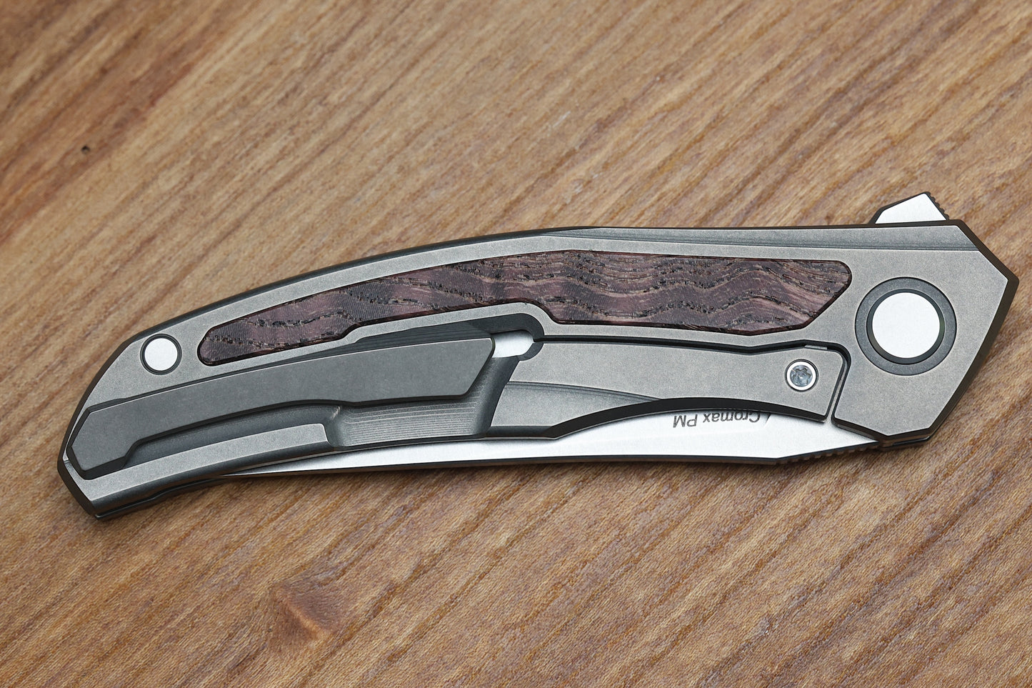 SHIROGOROV URSUS QUANTUM - CROMAX PM BLADE - TITANIUM HANDLE - RED ASH WOOD INLAY - MRBS