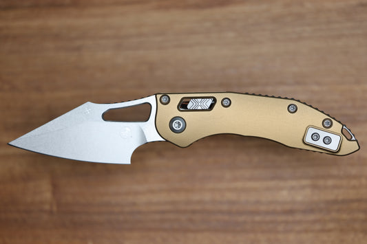 MICROTECH KNIVES MANUAL M-STITCH RAM LOK TAN SMOOTH ALUMINUM HANDLES & STONEWASH M390MK 169MRL-10TA